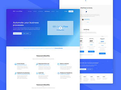 GravityFlow - Website Design Overview blue clean clean ui design homepage layout plugin ui ux website wordpress