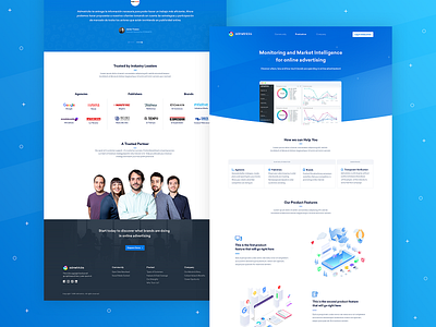 Admetricks - Homepage Design Overview blue clean design homepage layout ui user interface ux web web design webdesign website