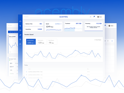 Acembly - Dashboard Screens application applications blue clean cloud dashboard layout management ui ux web app web application