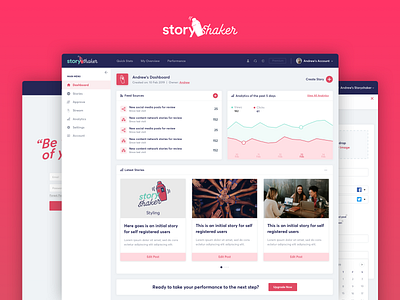 Storyshaker - Social Media Application clean dashboard design layout social ui user interface ux web application web applications web design