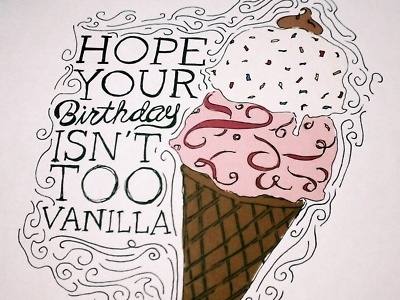 Vanilla Birthday birthday cherry food illustration greeting cards ice cream typography vanilla