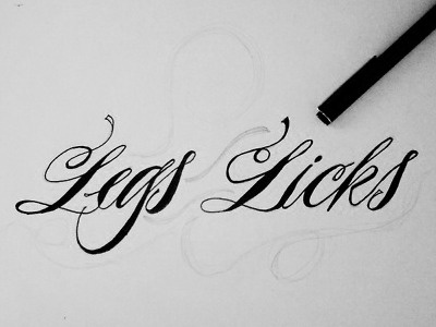 Legs Licks calligraphy logo script tattoo