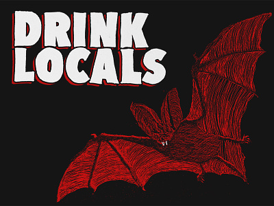 Drink Locals bat beer drink local type illustration lettering local red vampire white