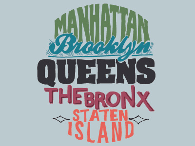 5 Boroughs brooklyn illustration lettering manhattan new york queens staten island the bronx type illustration typography