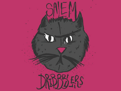 Salem Dribbblers black black cat illustration lettering logo salem