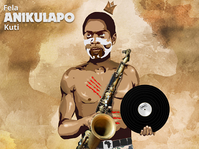 Fela Kuti africa afrobeat culture digitalart illustration legend music musician nigerian saxophone vinyl record