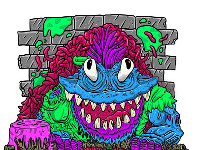 TMNT Wyrm digital art digital illustration digitalart gross illustration mutant ninja turtles procreate slime tmnt worms wyrm