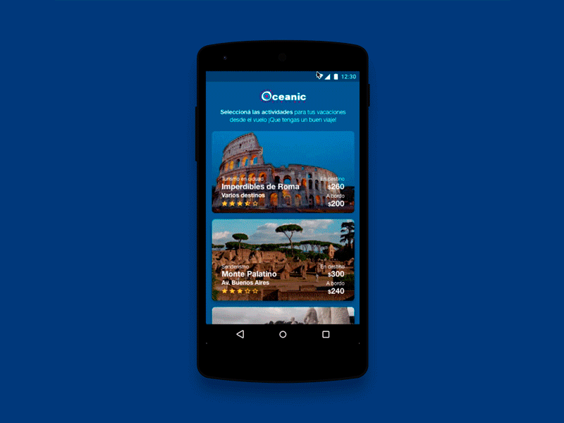 Oceanic Airlines - Planning activities application ui user experience user interface ux