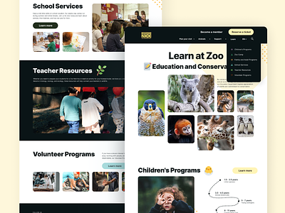 Learning page design community education education programs learning school service volunteers website design zoo