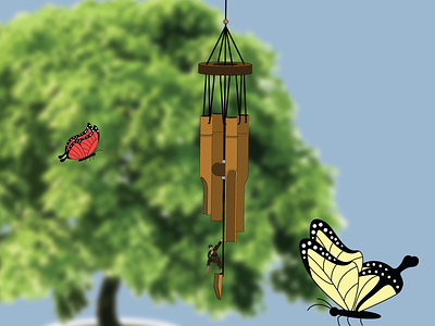 wind chimes illustration illustration art ilustrator vector