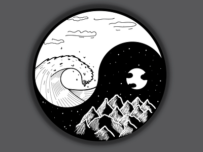 wave mountain yin and yang design graphic design illustration illustration art illustrator ilustrator vector