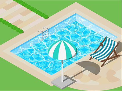 Pool 2 art digital flat graphics illustration isometric landscape nature pool summer vector