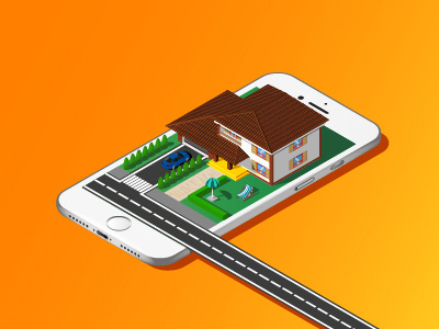 Smarthome app code coding illustration iphone isometric mobile programming smart home vector