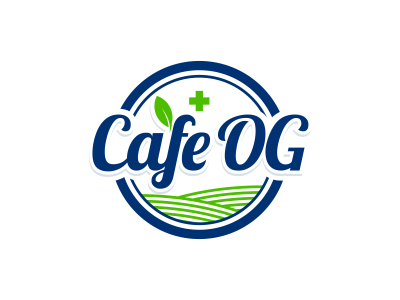 cafe OG blue cafe cannabis farm green logo medic