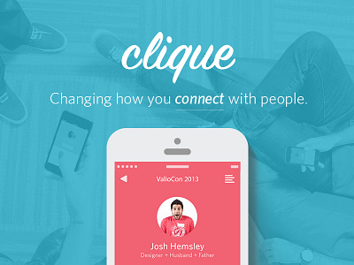 Clique app app design branding clique contacts focus lab groups ios simple