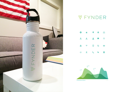Fynder Branding branding clean fitness identity logo logo design mark water bottle