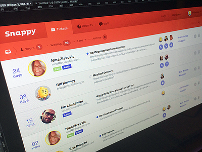 Snappy UI branding focus lab interface snappy support tickets ui