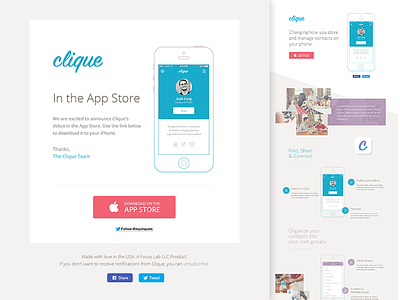 Clique Dribbble app branding clique focus lab iphone app web design website