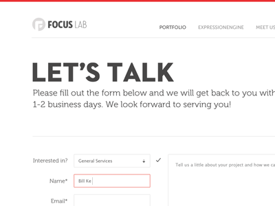Contact Page contact form minimal typography