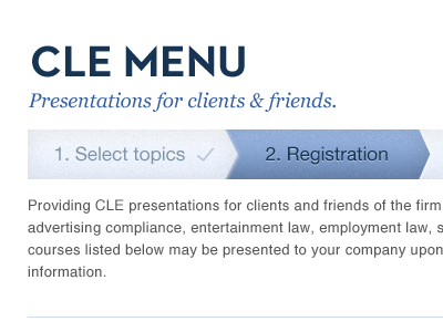 Cle Registration Detail clean menu navigation ui