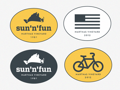 Sunnfun Stickers branding flag logo marthas vineyard rental stickers sun n fun