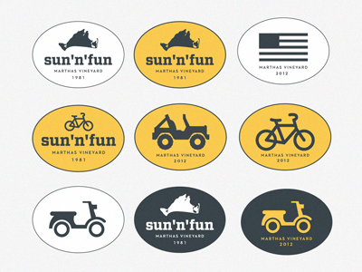 Sunnfun Stickers 2 branding design flag identity logo marthas vineyard rental stickers sun n fun