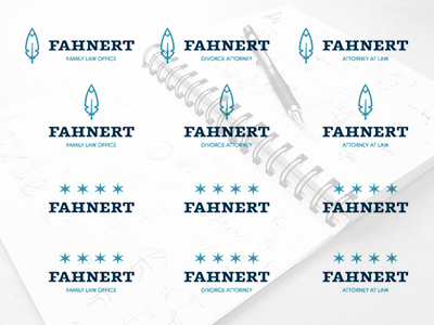 Fahnert Branding Process branding clean design feather focus lab lawyer logo logo design minimal stars
