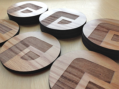 New Coasters branding client presents coasters design drink focus lab logo tinkering monkey wood