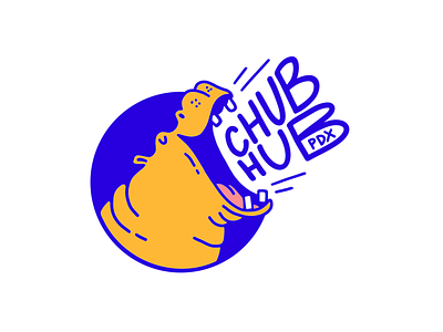 Chub Hub PDX Logo animal logo body positive chubby fat hippo hippopotamus illustrated logo logo logodesign