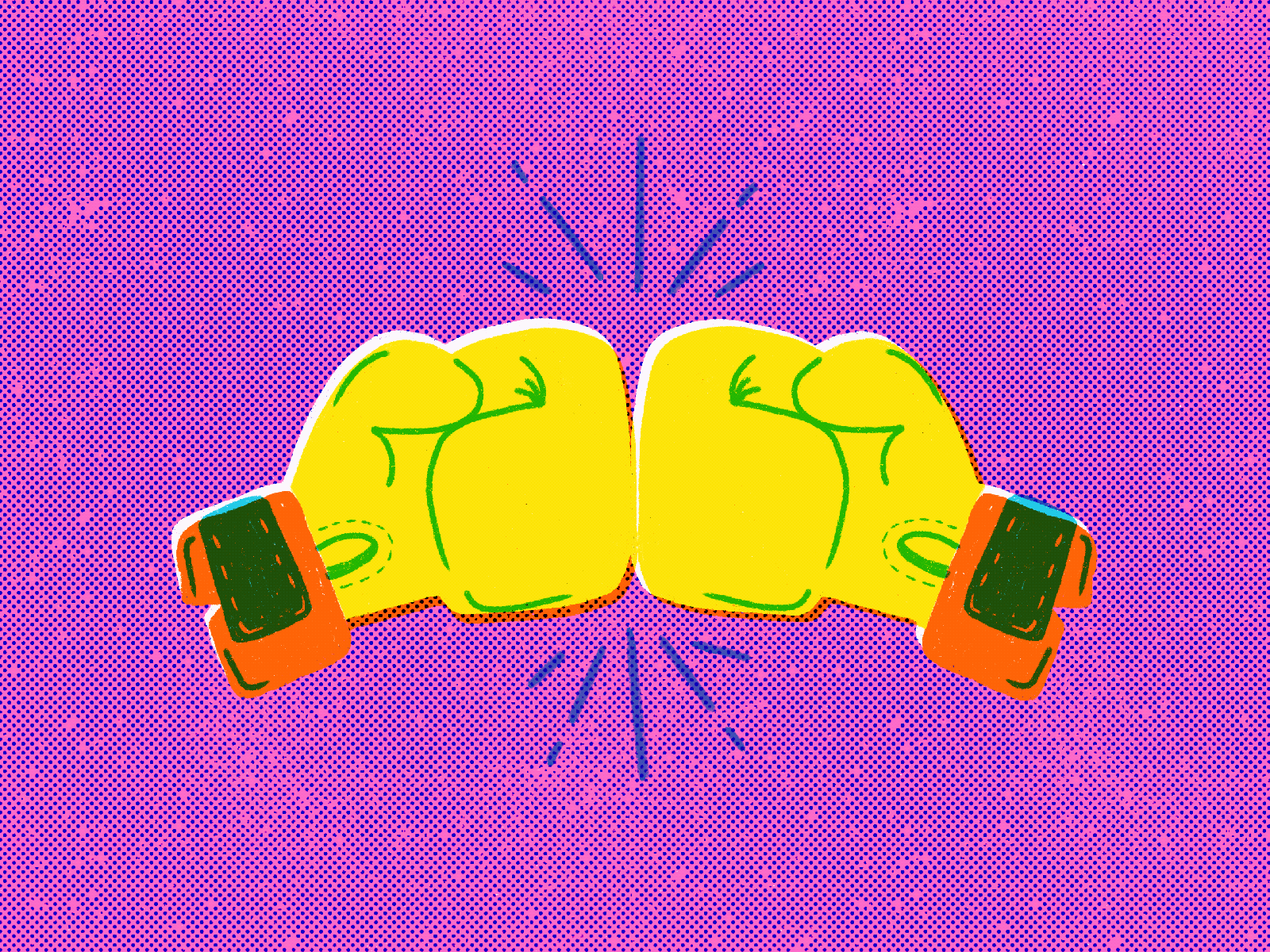 Boxing Gloves animation boxing boxing gloves framebyframe gif halftone hit illustration smash