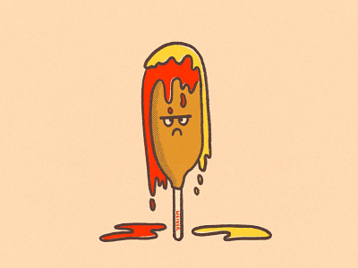 Grumpy Corndog corn dog cute drawing funny grumpy illustration ketchup mustard procreateapp sketch whimsical