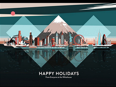 Whitehouse Post - Holiday Card christmas christmas card cityscape holiday illustration vector winter xmas