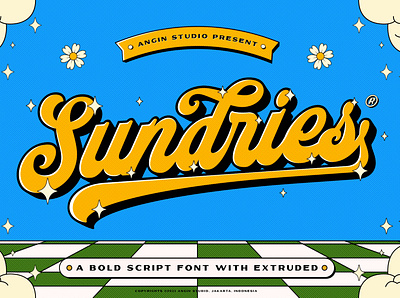 Sundries Bold Script Font with Extruded 90s classic design display font illustration pop retro type design typeface typography vintage