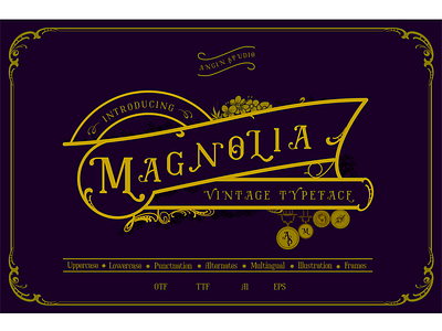Magnolia Vintage Typeface classic display floral font labels ornament packaging vintage vintagefont