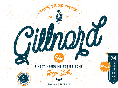 Gillnord Monoline Script branding classic design display font font bundle font collection font design lettering logo monoline poster quote script type design typeface typography vintage