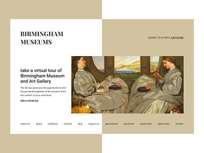 Birmingham Museums birmingham clean design concept design grid hero banner hero section homepage interface museum tour typogaphy ui virtual web webdesign