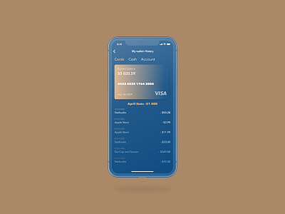 Concept credit card app application classic blue clean design color of the year concept credit card interface mobile money app pantone ui