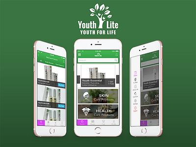 Youthlite Skin And Health Mobile Application android apple e commerce event google health ios profile rate skin ui ux