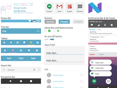 Material Design 3d touch android flat google icons material multiwindow naugat notification ui ux