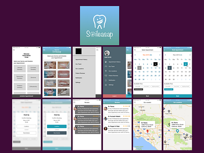 Smileasap android appointment dentist flat google icons ios location review ui ux