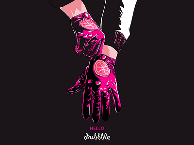 Hello Dribbble gloves illustration photoshop 插图