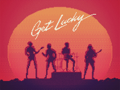 Get Lucky album cd cover daft punk get lucky illustration pixel vector
