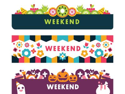 Everybody's Working For The Weekend flowers fruit halloween illustration vector weekend