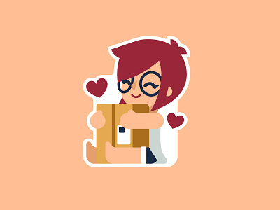 Ellie cute girl illustration mail sticker vector