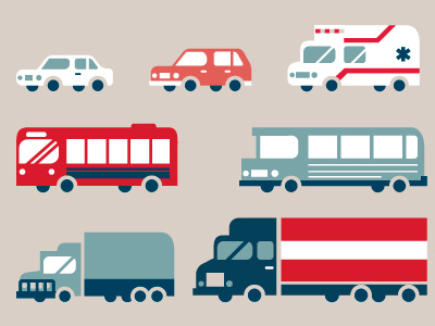 Vehicles ambulance bus car illustration truck vector
