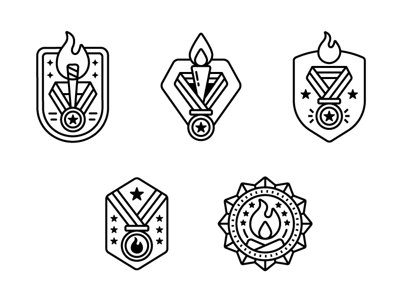 StoryFire Concept badges fire story storyfire campfire badges illustration vector
