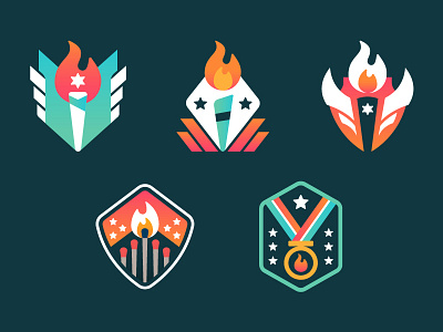 StoryFire Camp Badges badges campfire fire illustration story storyfire vector