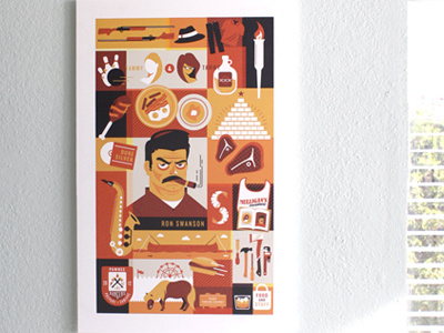 Ron Mounted illustration parks recreation ron swanson vector