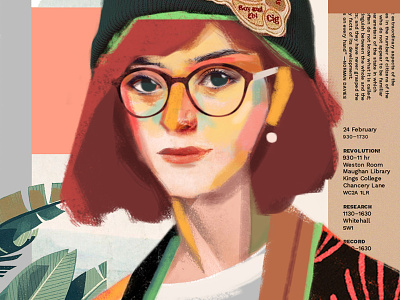 Fiona art artwork collage color face fashion girl illustration portrait poster vector woman