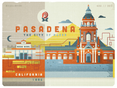 Pasadena been everywhere california city illustration pasadena roses vector